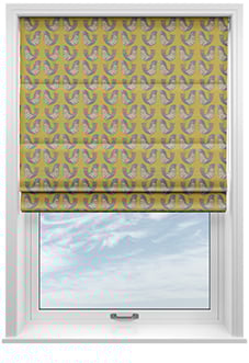 Scandi Birds, Mustard - Twist&Fit Roman Blind